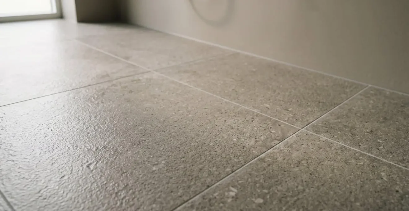 Modern non-slip R11 rated bathroom flooring in elegant residential setting showcasing safety without institutional appearance