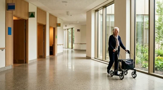 Senior person confidently navigating through healthcare journey with support materials