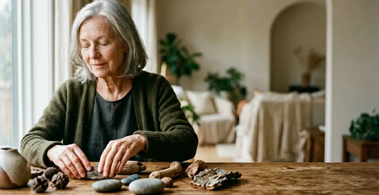 Senior adult engaging in cognitive stimulation activity through novel sensory experience