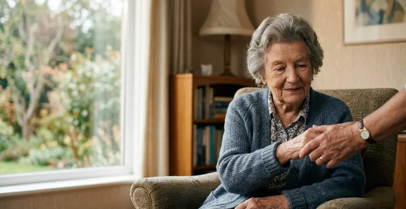 Senior receiving compassionate care assistance at home