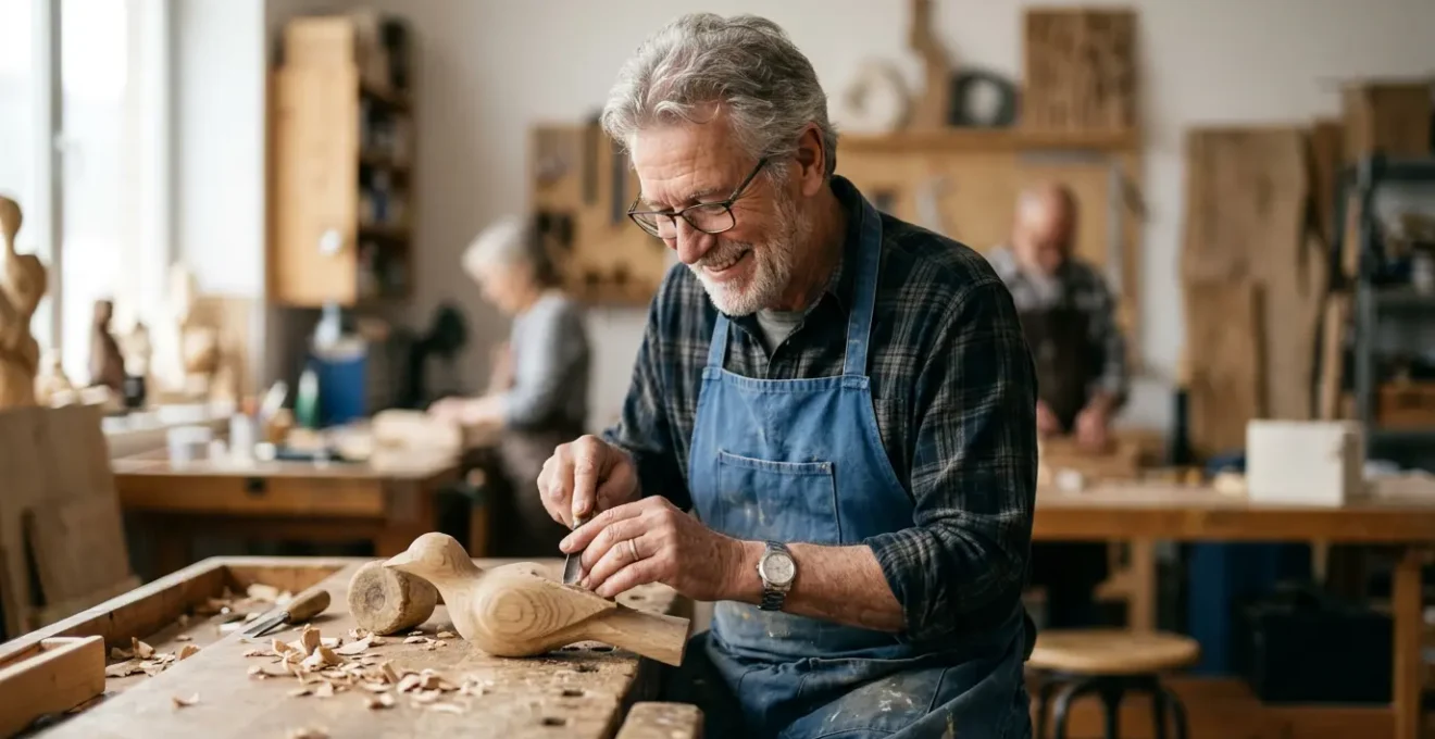 Mature adult engaged in meaningful activity demonstrating balance between challenge and capability