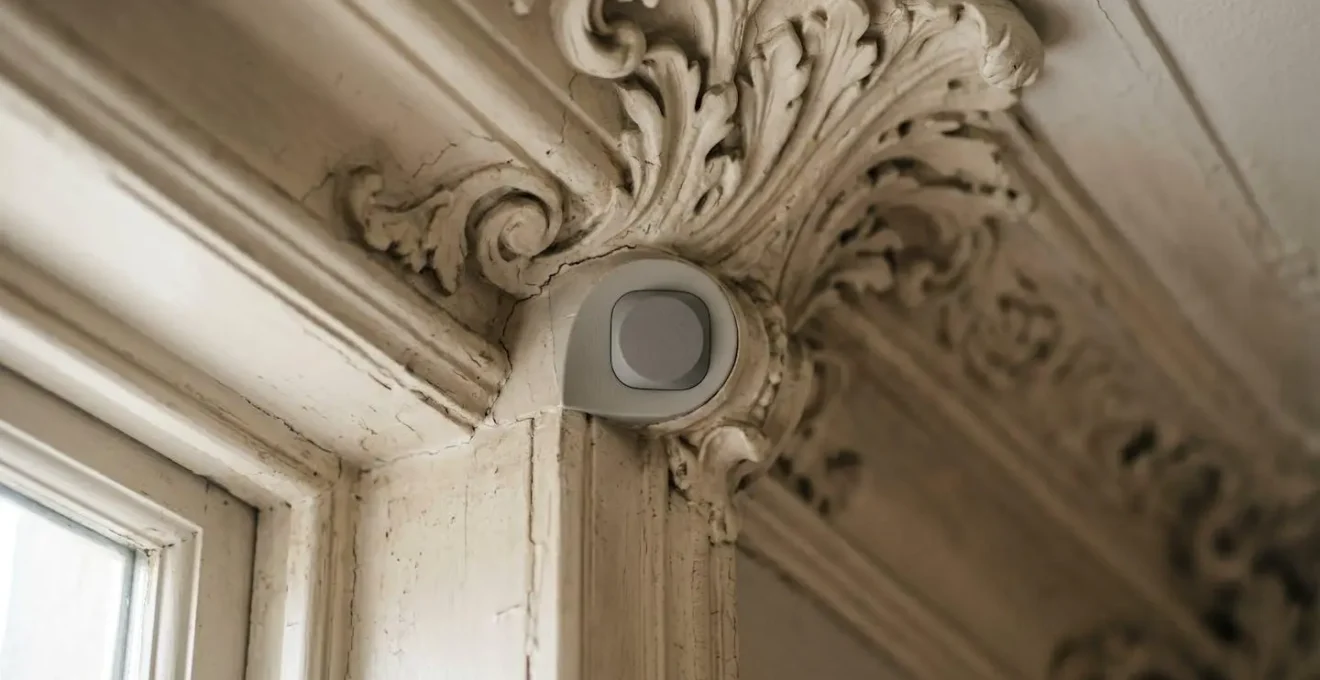 Passive motion sensor discreetly concealed within Victorian period architectural detail
