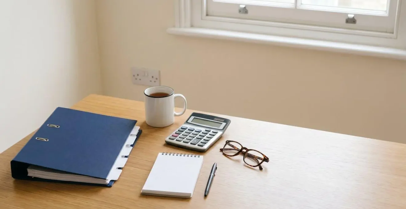 Organised workspace showing employment documentation and planning tools for Direct Payments management