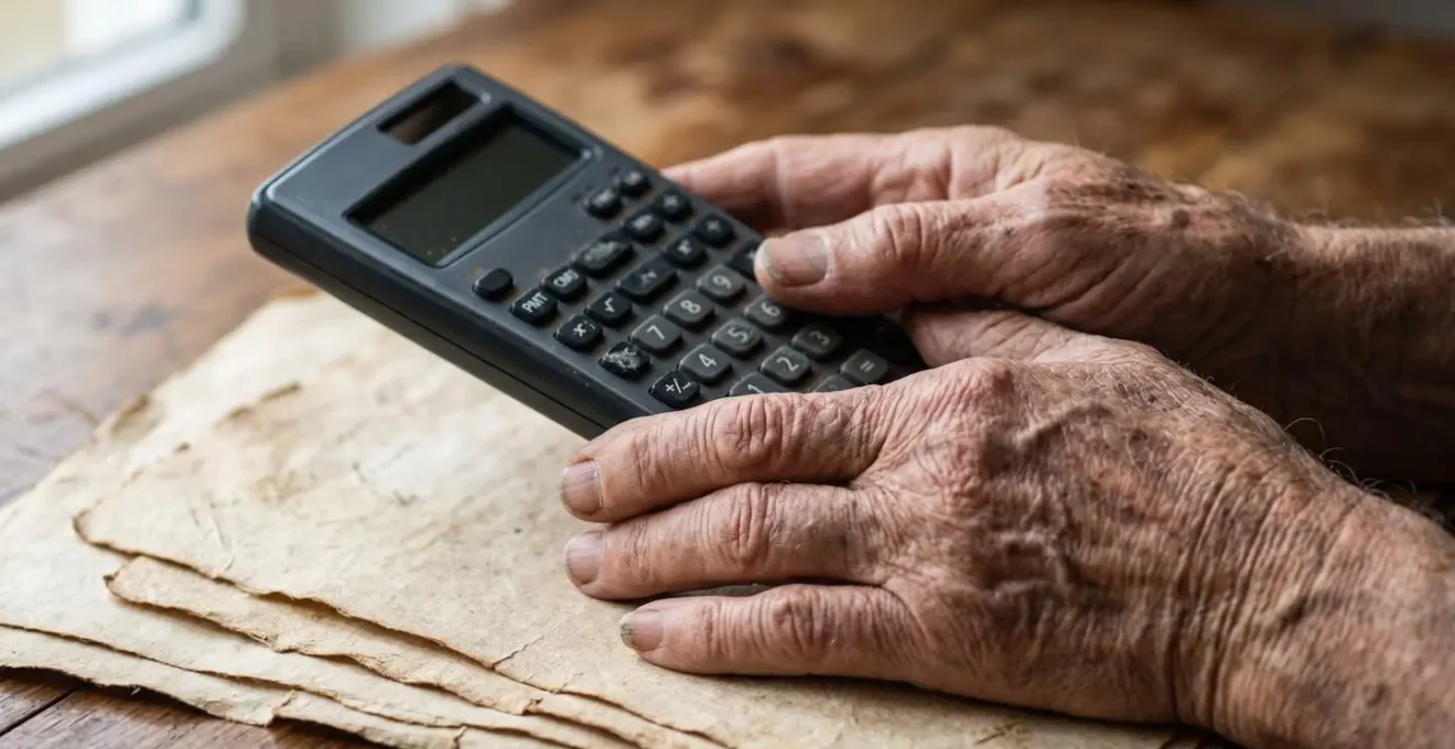 Close-up macro shot showing financial calculation elements for retirement property exit fees