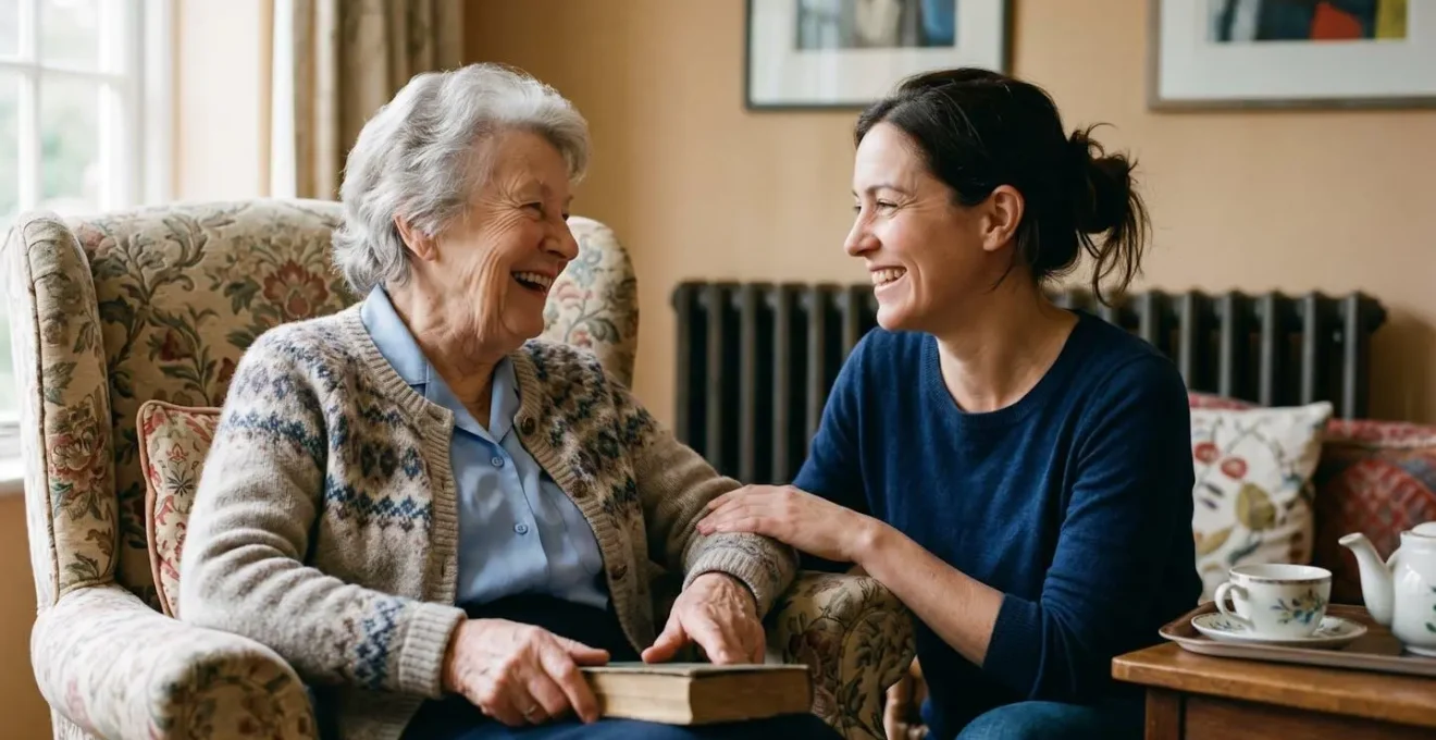 Warm interpersonal moment showing the development of trust between carer and elderly person