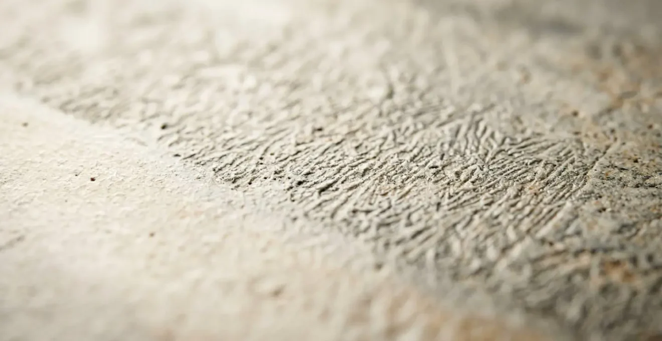 Extreme macro view of ceramic tile surface showing microscopic etched texture for anti-slip treatment