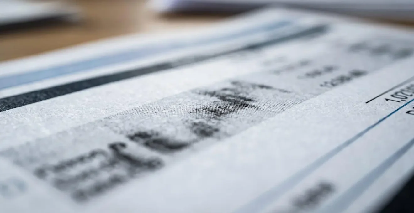 Extreme close-up of care home invoice showing line items and cost breakdowns