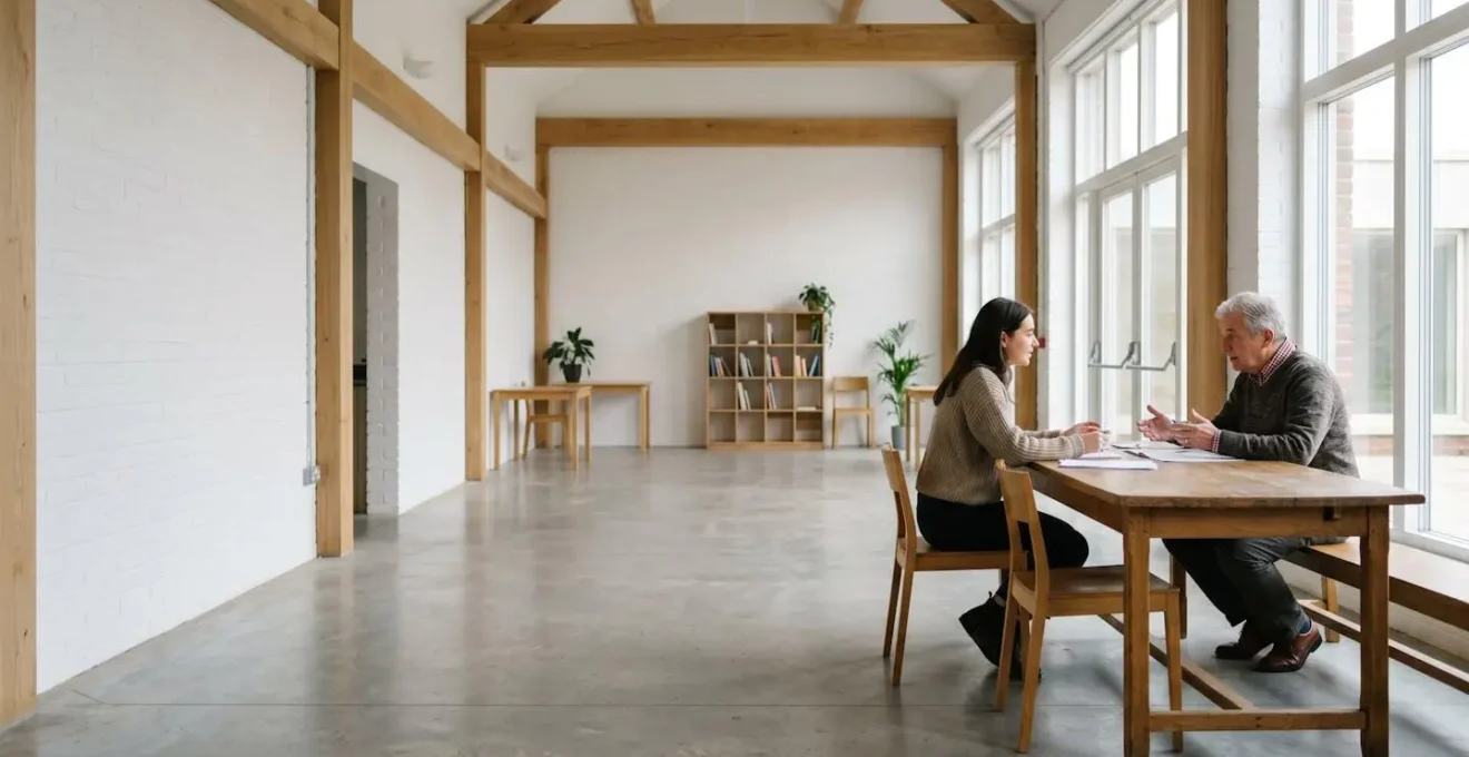 Intergenerational knowledge exchange in a bright, modern UK community setting
